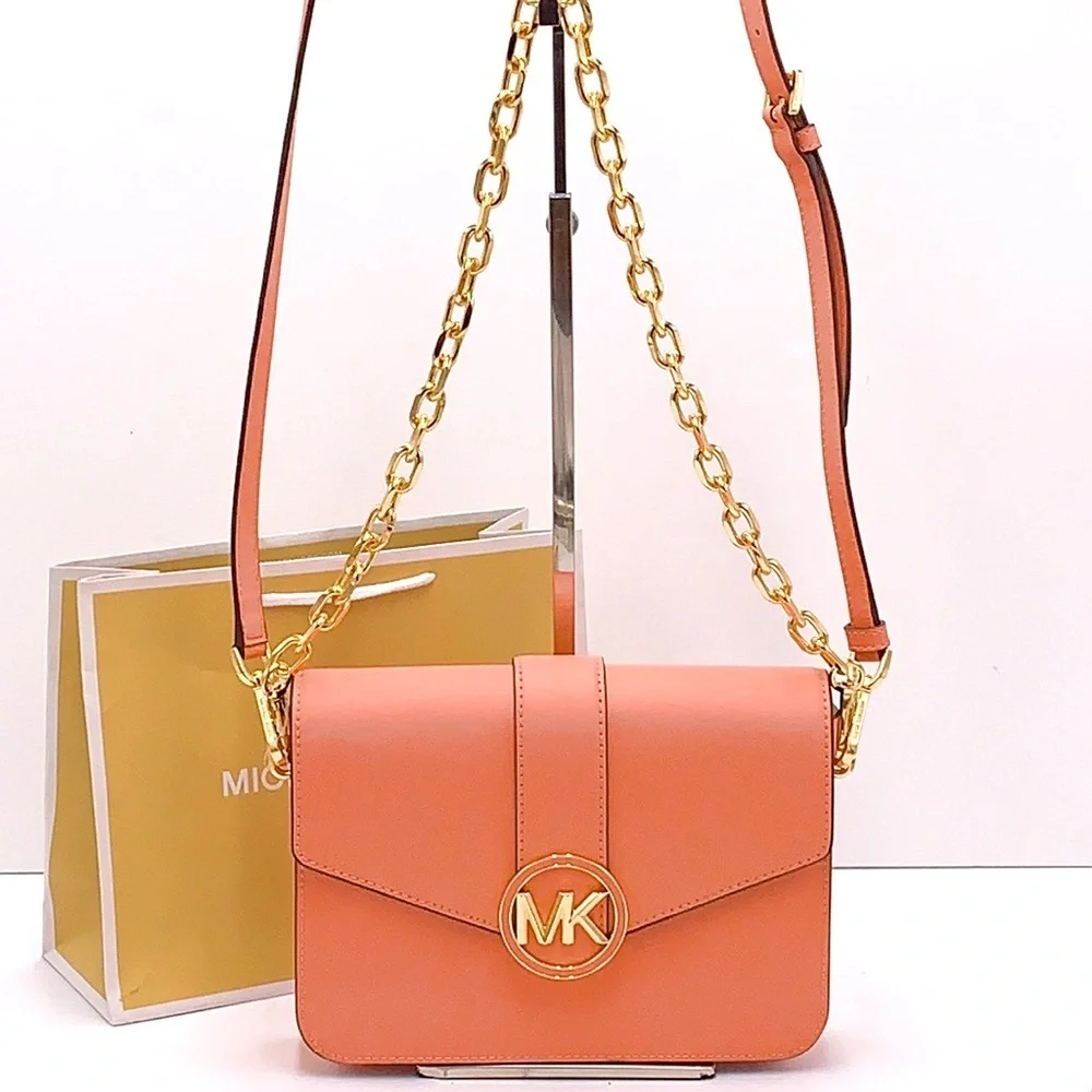 MICHAEL KORS CARMEN MEDIUM CONVERTIBLE SHOULDER BAG SHERBERT COLOR
